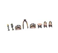 Set di 8 accessori da giardino fatato in resina, tavolo e sedie in miniatura, ornamenti per mobili da giardino per la decorazione di micro paesaggi