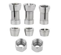 Set di 8 adattatori per pinze per router da 6 mm, 6,35 mm, 8 mm, per varie macchine per la lavorazione del legno, facile installazione, nessuno strumento necessario mandrini per trimmer