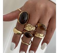 Set di 8 anelli in finto gioiello liquido di lusso, adatti per gioielli, donne, uso quotidiano, feste, appuntamenti, anniversari, regalo di San Valentino per amici e famiglia Tagli UnicaLega di zinco