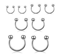 Set di 8 anelli per setto nasale, in acciaio chirurgico, per elice, setto nasale, gioielli con smiley, orecchini circolari a ferro di cavallo, orecchini a cerchio per sopracciglia, labbra, daith, per