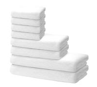 Set di 8 Asciugamani | 2 Telo Doccia 70x140 cm + 2 Asciugamani Mani 40x70 cm + 4 Lavette Viso 30x30 cm | Telo Bagno Spugna Morbido e Assorbente | 100% Cotone | 500g/m2 | Oeko-TEX | Ôhm | Bianco