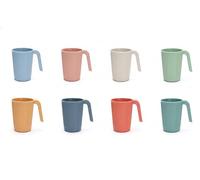 Set di 8 bicchieri da 350 ml, con manico, infrangibili, riutilizzabili, per bambini e adulti, in plastica colorata per caffè, tè senza BPA