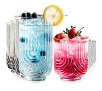 Set di 8 bicchieri da cocktail Art Deco, bicchieri highball, a coste, bicchieri da bere, bicchieri unici, bicchieri da caffè, ideali per whisky, birra, succhi di frutta, acqua