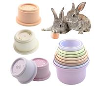Set di 8 bicchieri impilabili per conigli, giocattoli di arricchimento portatili, giocattoli per conigli di diverse dimensioni, giocattolo interattivo per animali di piccola taglia, 11,3
