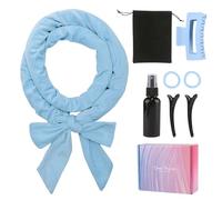 Set di 8 bigodini senza calore, per capelli lunghi e corti, in morbido velluto senza calore, per ricci durante la notte, include clip, fascia, flacone spray e clip per capelli, blu