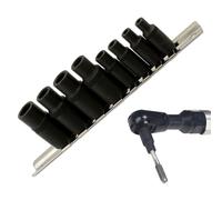 Set di 8 bussole per rubinetto da 1/4 3/8 di pollice per rubinetti da taglio filettati da 1,5-12 mm, in cromo vanadio nero, per uso a cricchetto ad accesso limitato