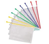 Set di 8 buste in plastica A4 con chiusura zip per documenti, cartelle trasparenti, per ufficio, viaggio, scuola, casa, 4 colori assortiti