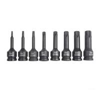 Set di 8 chiavi a bussola Torx a stella da 1/2 pollici, in acciaio cromato, per chiavi a percussione T20 T30 T40 T50 T55 T60 T70 T80, compatibili con chiavi a testa quadrata da 1/2 pollici, scatola