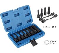 SET DI 8 CHIAVI BUSSOLA AD IMPATTO 1/2 ESAGONALI PASSO H CROMO MOLIBDENO HW5-H19