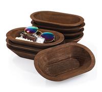 Set di 8 ciotole rustiche in legno per impasto, design ovale in marrone scuro per decorazioni in fattoria, cibo e candele fai da te