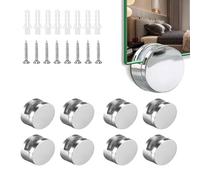 Set di 8 Clip Rotonde per Specchio da Bagno, Clip in vetro in lega di zinco Supporto, Supporto Vetro Clip per Specchio da Bagno, Ganci per Specchio a Muro, Adatto per vetro da 3-5 mm…