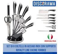 SET DI 8 COLTELLI IN ACCIAIO INOX CON SUPPORTO ROYALTY LINE CUCINE FORBICE