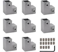 Set di 8 connettori per tubi quadrati in alluminio a 3 vie a forma di T per tubi da 25 mm, compatibili con telai di serre, capannoni da giardino e progetti di mobili fai da te (B)