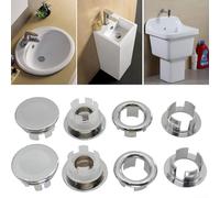 Set di 8 coperture per troppopieno per lavello, in plastica ABS cromata, adatte per fori di scarico da 22/24 mm per lavab