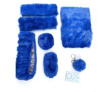 Set di 8 coprivolanti in peluche con coperture per cambio e freno a mano, per uno stile interno, offre calore e una migliore presa, adatto a ruote di diametro 35-39 cm (blu)