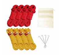 Set di 8 corde riflettenti 4 mm x 4 m, 8 fibbie per ragazzo, 1 borsa e 4 picchetti per tenda, tenditore per tenda, accessori per tenda da campeggio, adatto per campeggio e picnic
