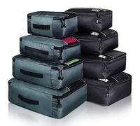 Set di 8 cubi per imballaggio, borse da viaggio organizzatori di colori misti (nero grigio)