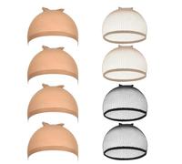 Set di 8 cuffie per parrucche, cuffie in nylon, altamente elastiche e traspiranti, composto da 4 beige nude + 2 nere + 2 retine per capelli color pelle.