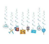 Set di 8 decorazioni a spirale sospese a tema viaggi - "L'avventura inizia" - Buon viaggio - Addio e pensionamento - Accessori per feste in tutto il mondo - Compleanno, Matrimonio e Babyp