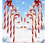 Set di 8 decorazioni natalizie a canna di luci, Natale, ghirlanda luminosa per esterni, 8 modalità di decorazione natalizia per esterni, impermeabile, LED luminosi canne da zucchero per giardino