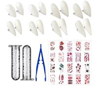 Set di 8 denti da vampiro in 4 misure, denti da vampiro, protesi dentarie | per feste di Halloween e cosplay, inclusi 20 adesivi per tatuaggi cicatrici. Denti da vampiro - Pinzette blu