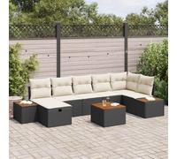 Set di 8 divani da giardino in polyrattan nero modulare, 55 x 62 x 69 cm, resistente alle intemperie, per balcone, terrazza e giardino, moderno divano ad angolo per esterni