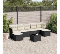 Set di 8 divani da giardino nero in robusto rattan PE, comodi mobili da esterno con tavolo in vetro temperato per terrazza, balcone, accogliente set di conversazioni patio