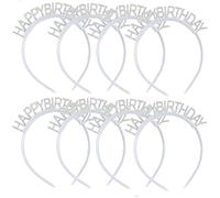Set di 8 fasce per capelli con perle e scritta "Happy Birthday", per ragazze e donne, eleganti accessori e decorazioni per feste di compleanno, design elegante con strass, taglia unica