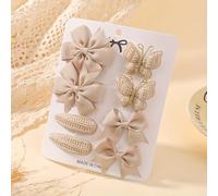 Set di 8 fermagli per capelli con fiocco beige per bambine, 4,3-6,4 cm, fermagli per capelli per neonate e bambini, con nastro in grosgrain, farfalla in maglia, accessori per capelli per neonati e