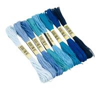 Set di 8 fili di cotone fine multicolore, serie blu, 7,5 m ciascuno, per punto croce, shashiko, patchwork, fai da te