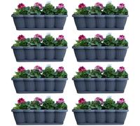 Set Di 8 Fioriere Da Balcone 60 Cm Antracite Con Vassoio