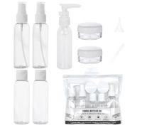 Set di 8 flaconi da viaggio per articoli da toeletta, 100 ml, mini flaconi spray da viaggio per shampoo e balsamo, vasetti da viaggio in plastica ricaricabili, piccoli barattoli vuoti trasparenti con