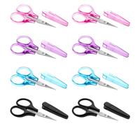 Set di 8 forbici multiuso in acciaio inox con custodia protettiva colorata, piccole forbici per fai da te, mini forbici ad alta precisione, precise, punte sottili e precise, per tagliare carta,