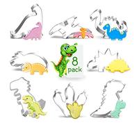 Set di 8 Forme di Formine per Biscotti Dinosauro da, Formine per Sandwich con Dinosauro in Acciaio Inossidabile, Tagliabiscotti per dinosauro T-Rex Stegosaurus Brontosaurus Triceratop