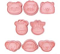 Set di 8 formine per biscotti a forma di animale, in polipropilene, colore | Giraffa, leone, panda, elefante, forme carine, divertimento per bambini, bomboniere, dessert creativi