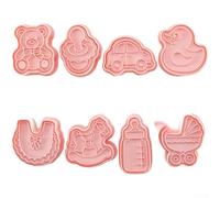 Set di 8 formine per biscotti a forma di cartone animato, in polipropilene per alimenti, per bambini, fai da te, forme creative per decorare biscotti, fondente, torte, rosa