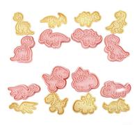 Set di 8 formine per biscotti a forma di dinosauro, 3D, a forma di dinosauro, per feste di bambini, materiale in polipropilene per alimenti, per biscotti, fondente e zucchero, rosa