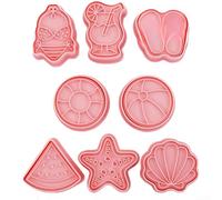 Set di 8 formine per biscotti, a tema spiaggia estiva, per alimenti, in polipropilene, facili da pulire, multiuso, per cucina e dessert