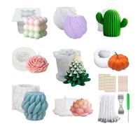 Set di 8 Formine per Candele Fai da Te a Bolle, in Silicone 3D, per Candele, in Silicone, con 50 Stoppini per Candele, per Candele per Aromaterapia, Decorazioni per la Casa (8 Pezzi)