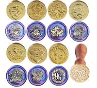 Set di 8 francobolli per la scuola magica mago di ceralacca con manico, sigillo vintage per Natale, inviti di nozze, buste regalo