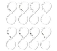 Set di 8 ganci a S in plastica trasparente che supportano le esigenze quotidiane di appendere in luoghi domestici e di utilità (grande bianco)