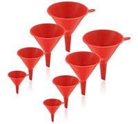 Set di 8 Imbuti in Plastica, Imbuto per Riempire Bottiglie, Imbuto Cucina Riutilizzabile per Travasatore/Laboratorio/Liquida/Olio/Spezie/Polvere/Lattine Imbuti - Rosso