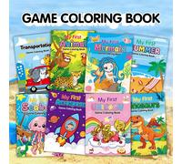 Set di 8 libri da colorare My First Game con stili diversi tra cui trasporti, animali, sirene e altro, adatto per bambini di 3-6 anni, con pagine da colorare per l'apprendimento precoce e giochi diver