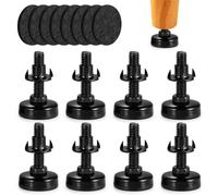 Set di 8 livellatori regolabili per gambe di mobili, resistenti rialzi filettati da 3/8 in 16, cuscinetti in nylon, per tavoli, sedie, armadi, divani e altro ancora