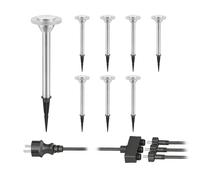 Set di 8 luci da giardino a LED ALF cromo opaco con picchetto a terra per [EEK: G]