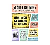 Set di 8 Magneti Frigorifero, con scritta in lingua tedesca Ego Humor