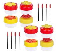 Set di 8 mangiatoie per colibrì, piccole mangiatoie floreali con 8 spazzole per la pulizia, design rosso e giallo, semplici da usare e mantenere