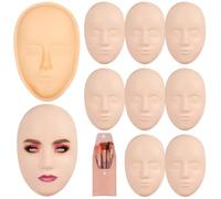 Set di 8 manichini in silicone per esercitarsi nel trucco, con tavoletta per fare pratica e 8 pennelli per il trucco, kit di allenamento per la pittura del viso per principianti, trucco permanente e