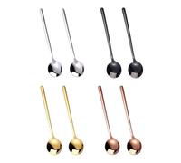 Set Di 8 Mini Cucchiaini Da Caffè Espresso Rotondi - Cucchiaino Nero In Acciaio Inossidabile Piccolo