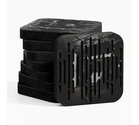 Set di 8 Mini pannelli acustici per l'assorbimento e la diffusione del suono | 23x23x3cm | Assorbimento - Diffusione - Riflessione - Insonorizzazione | Colore: [WAVE-d | Plastica nera lucida]